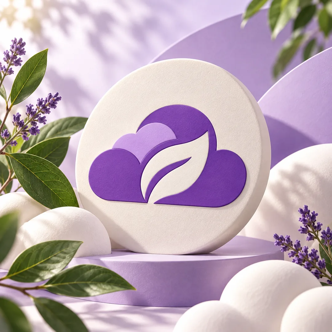 Selo da Nuvem Natural com a nuvem e a folha em relevo